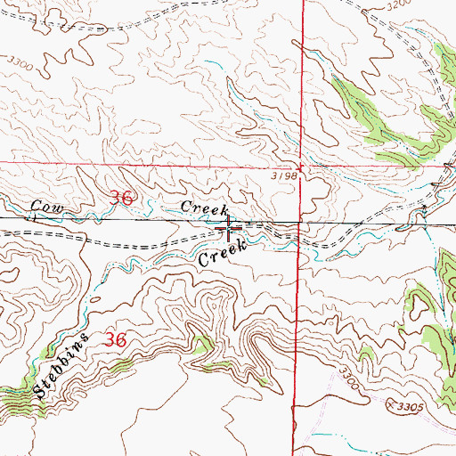 Topographic Map of Cow Creek, MT