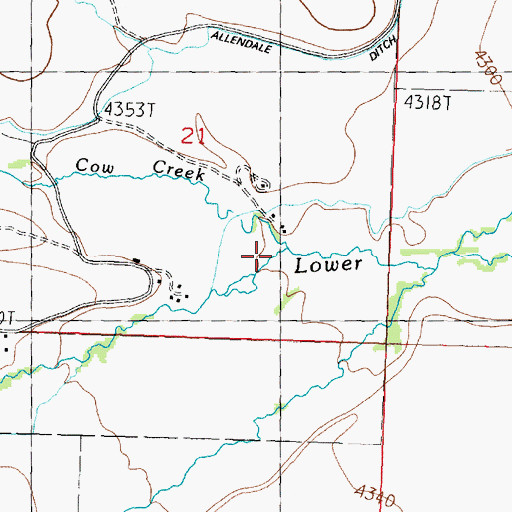 Topographic Map of Cow Creek, MT