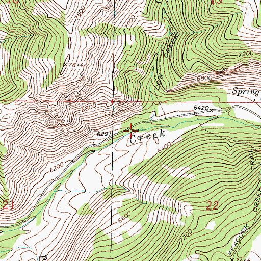 Topographic Map of Cow Creek, MT