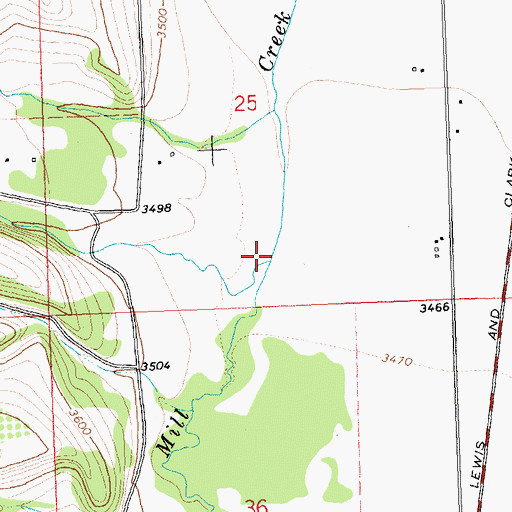 Topographic Map of Cow Creek, MT