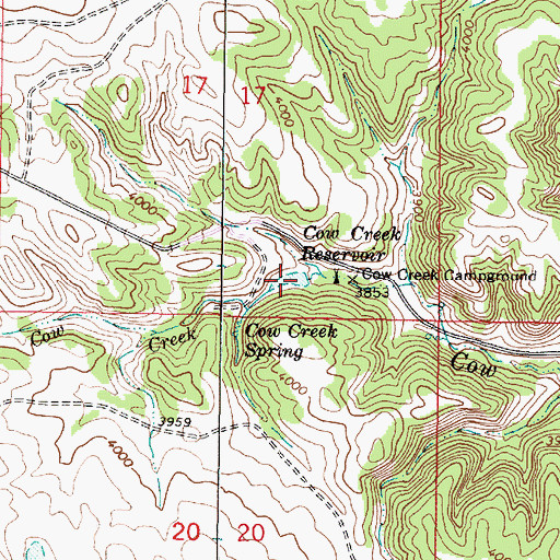 Topographic Map of Cow Creek Reservoir, MT
