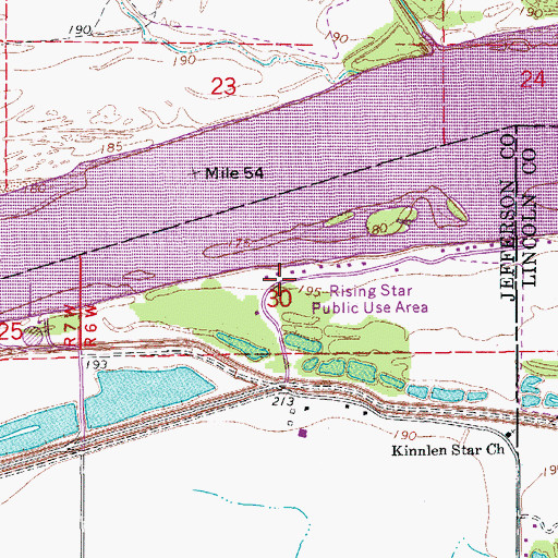 Topographic Map of Rising Star Public Use Area, AR