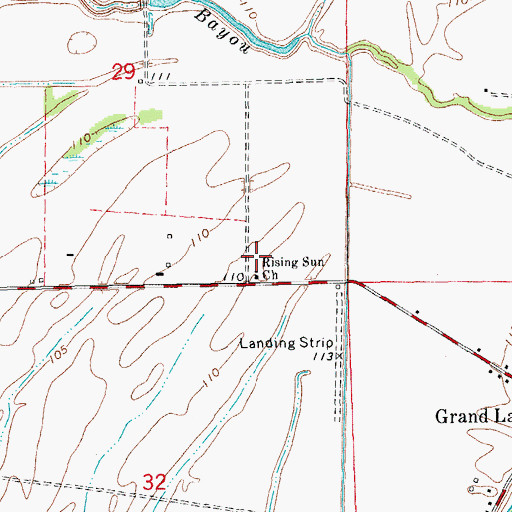 Topographic Map of Rising Sun Church, AR