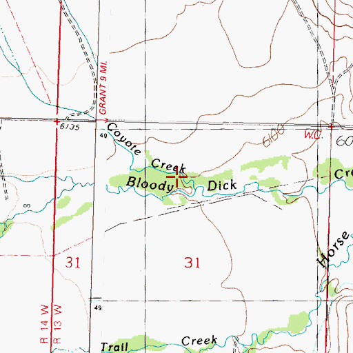 Topographic Map of Coyote Creek, MT