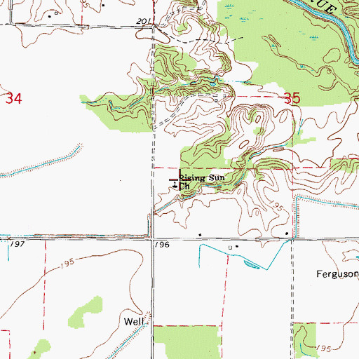 Topographic Map of Rising Sun Church, AR