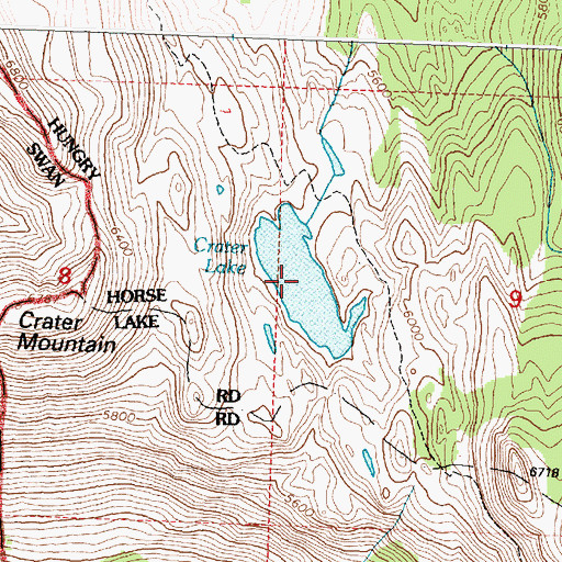 Topographic Map of Crater Lake, MT