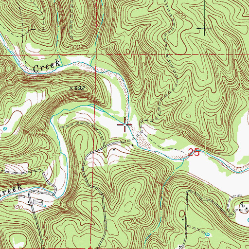 Topographic Map of Roasting Ear Creek, AR