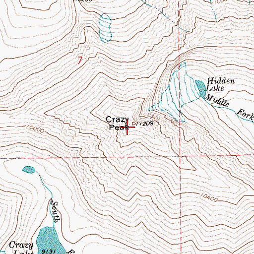 Topographic Map of Crazy Peak, MT