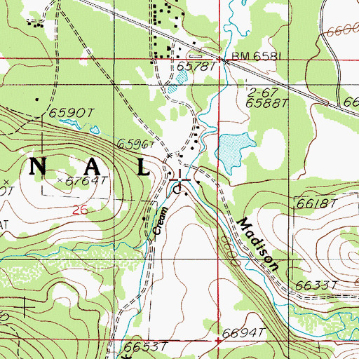 Topographic Map of Cream Creek, MT