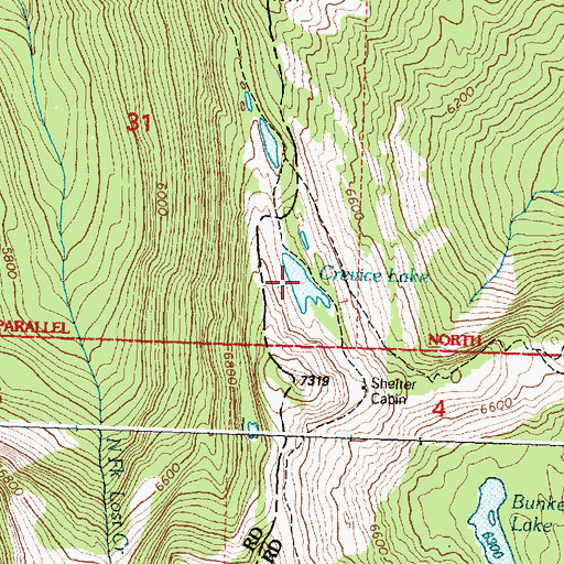 Topographic Map of Crevice Lake, MT