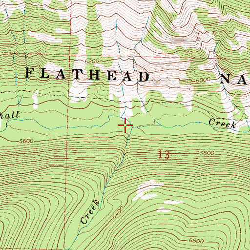 Topographic Map of Crimson Creek, MT