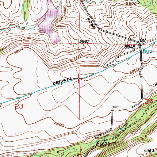 Topographic Map of Criswell Ditch, MT