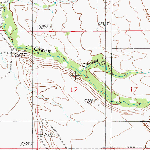 Topographic Map of Crooked Creek, MT