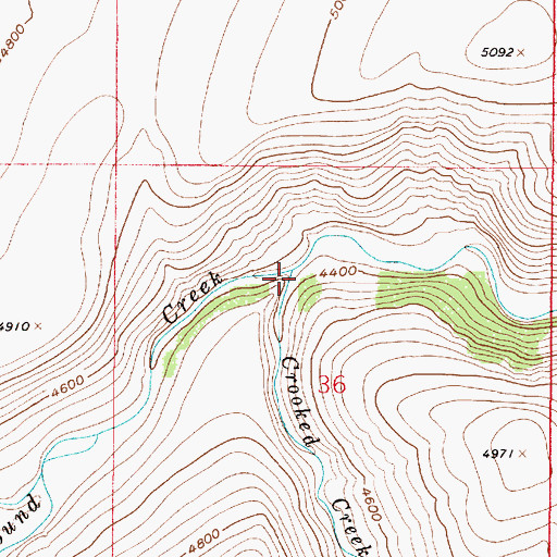 Topographic Map of Crooked Creek, MT