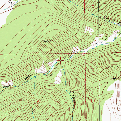Topographic Map of Cross Creek, MT