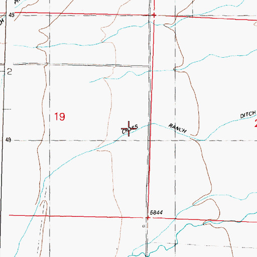 Topographic Map of Cross Ranch Ditch, MT