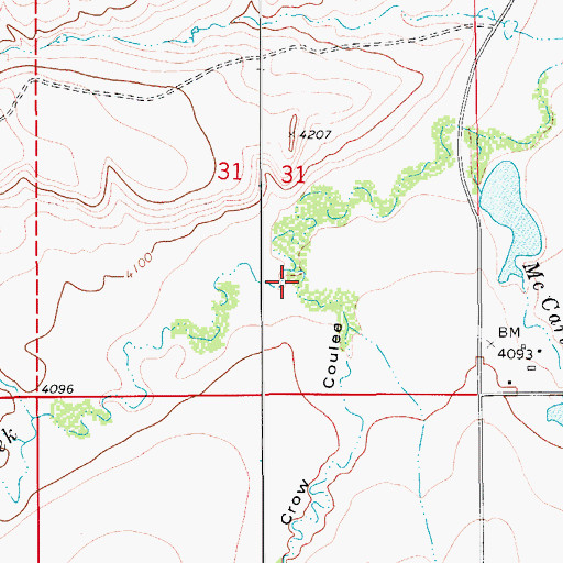 Topographic Map of Crow Coulee, MT