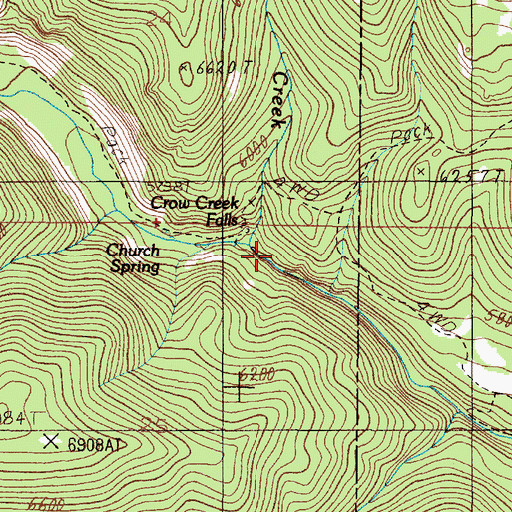 Topographic Map of Crow Creek Falls, MT