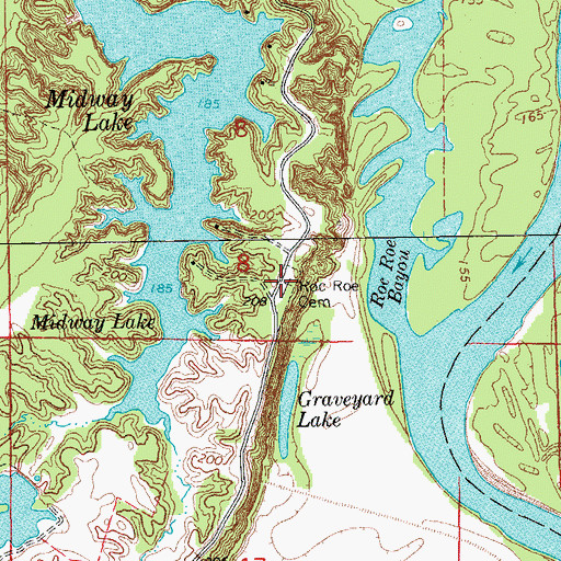 Topographic Map of Roc Roe Cemetery, AR
