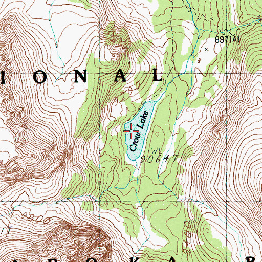 Topographic Map of Crow Lake, MT