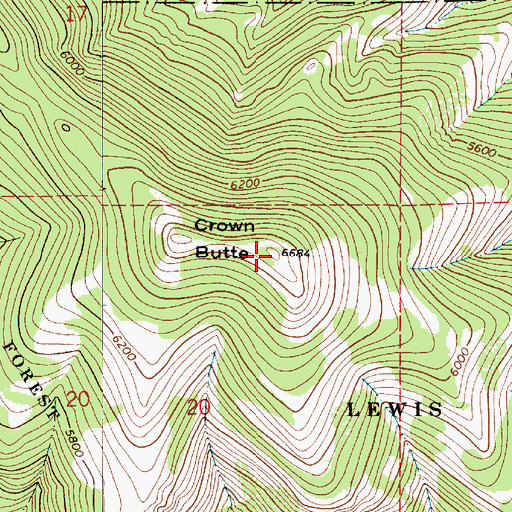 Topographic Map of Crown Butte, MT