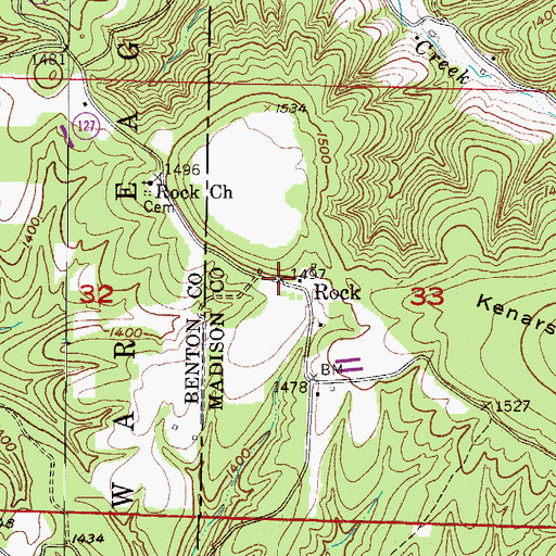 Topographic Map of Rock, AR
