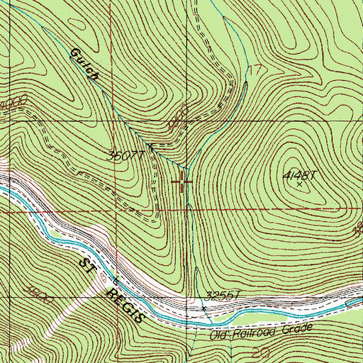 Topographic Map of Cruzane Gulch, MT