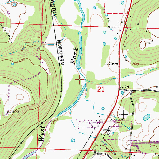 Topographic Map of Rock Creek, AR