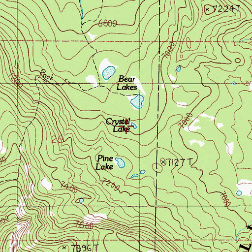 Topographic Map of Crystal Lake, MT