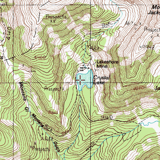 Topographic Map of Crystal Lake, MT