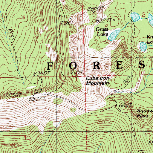 Topographic Map of Cube Iron Mountain, MT