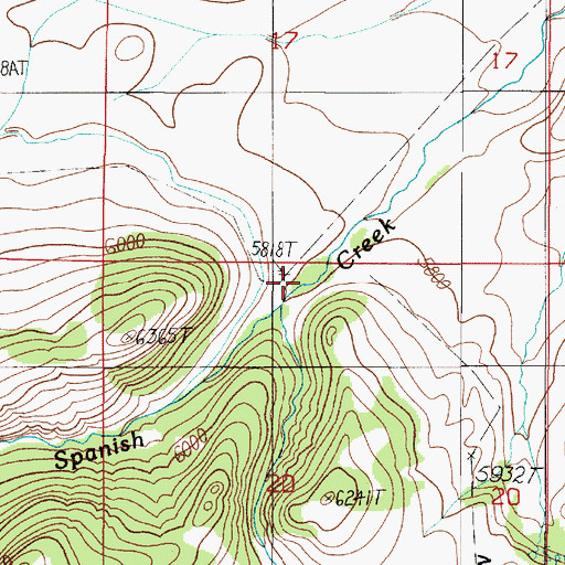 Topographic Map of Cuff Creek, MT