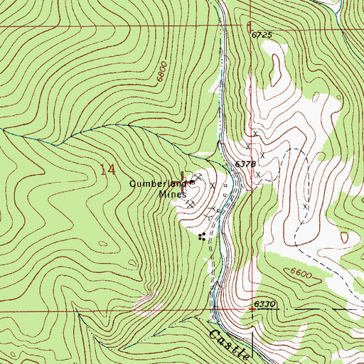 Topographic Map of Cumberland Mines, MT