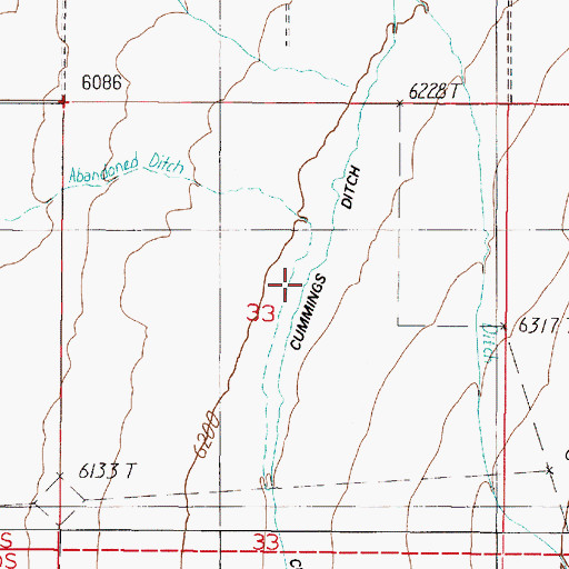 Topographic Map of Cummings Ditch, MT