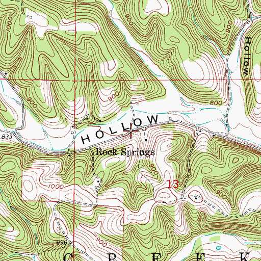 Topographic Map of Rock Springs, AR