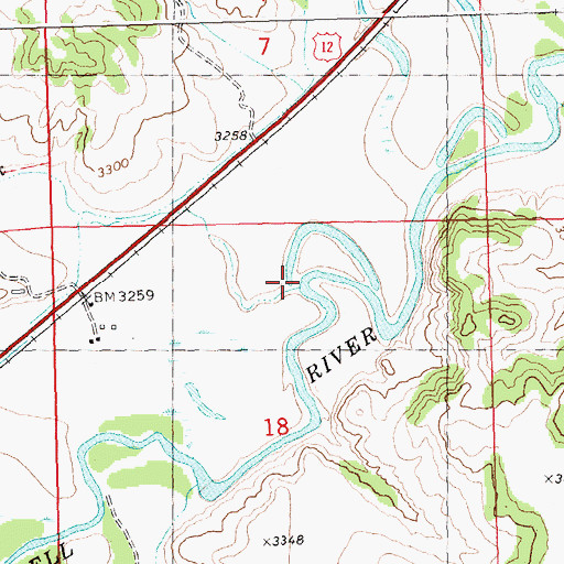 Topographic Map of Currant Creek, MT