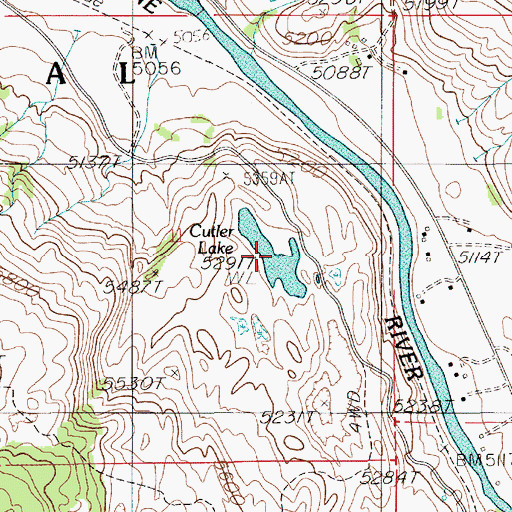 Topographic Map of Cutler Lake, MT