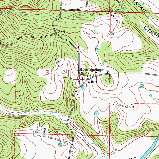 Topographic Map of Rock Springs Baptist Church, AR
