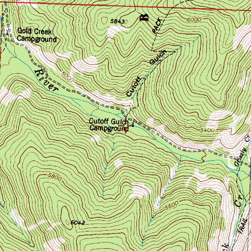 Topographic Map of Cutoff Gulch Campground, MT