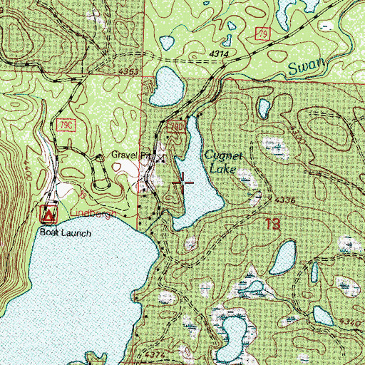 Topographic Map of Cygnet Lake, MT
