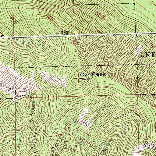 Topographic Map of Cyr Peak, MT