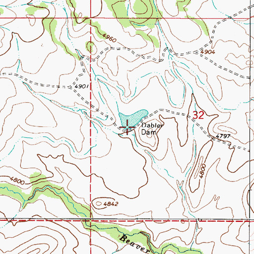 Topographic Map of Dabler Dam, MT