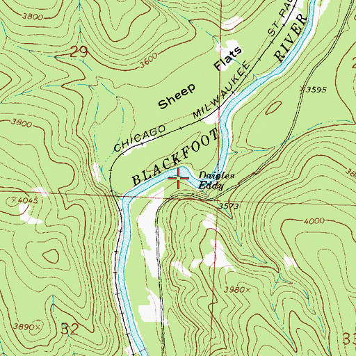 Topographic Map of Daigles Eddy, MT
