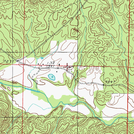 Topographic Map of Rocky Cemetery, AR