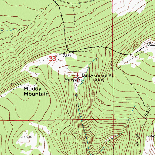 Topographic Map of Daisy Guard Station, MT