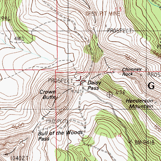 Topographic Map of Daisy Pass, MT