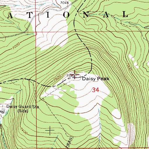 Topographic Map of Daisy Peak, MT