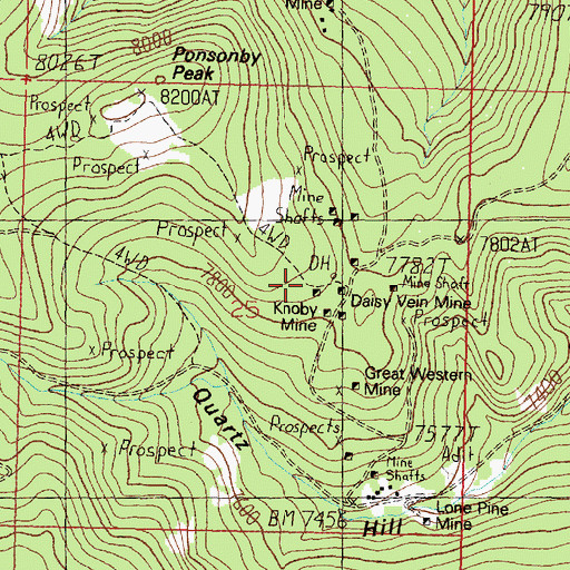 Topographic Map of Daisy Vein Mine, MT