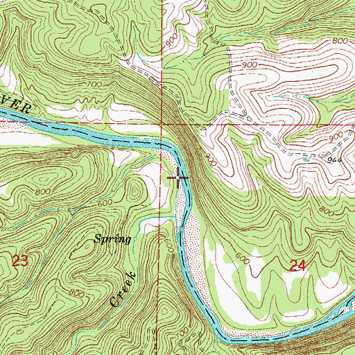 Topographic Map of Rocky Creek, AR
