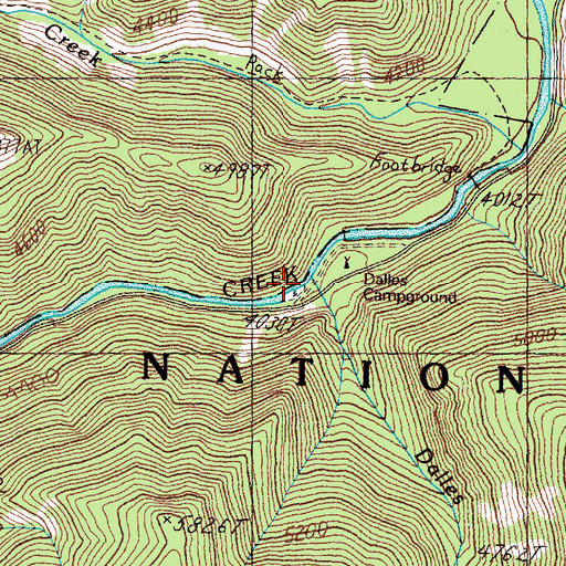 Topographic Map of Dalles Creek, MT